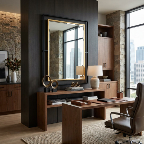 Gray Gold Leaf Wall Mirror