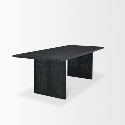 Grier 84" Black Mango Wood Dining Table- 4