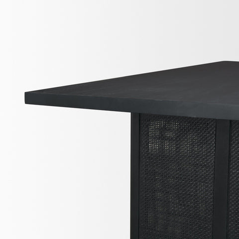 Grier 84" Black Mango Wood Dining Table- 6