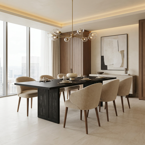Grier 84" Black Mango Wood Dining Table 