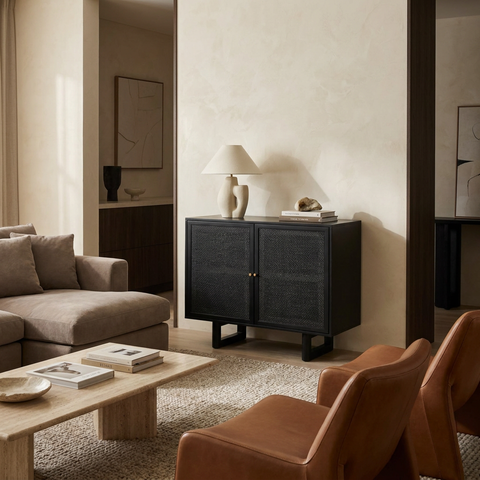 Grier Black Mango Wood Accent Cabinet 