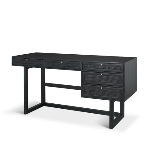 Grier Black Mango Wood Cane Desk-1