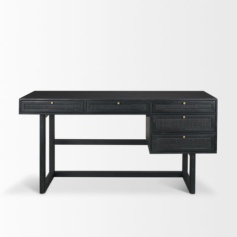 Grier Black Mango Wood Cane Desk-2