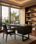 Grier Black Mango Wood Cane Desk