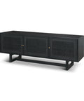 Grier Black Mango Wood and Cane Media Console -1