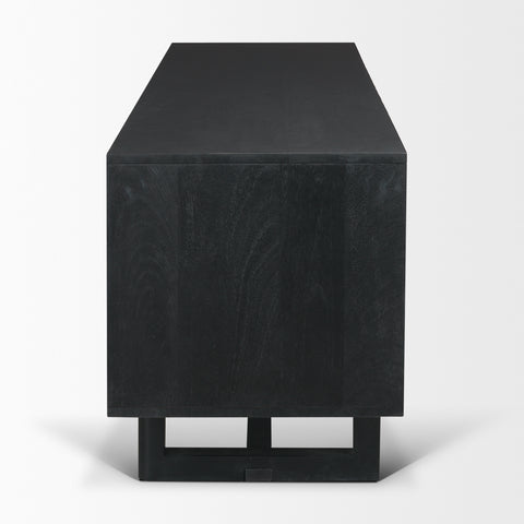 Grier Black Mango Wood and Cane Media Console -3