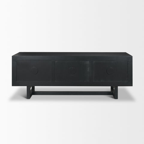 Grier Black Mango Wood and Cane Media Console -4