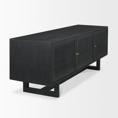 Grier Black Mango Wood and Cane Media Console -5