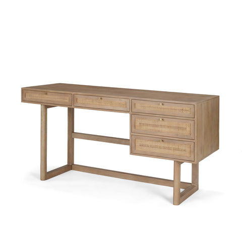 Grier Light Brown Mango Wood Cane Desk-1