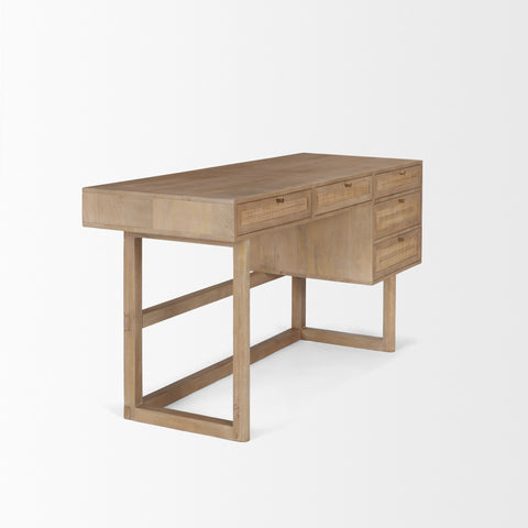 Grier Light Brown Mango Wood Cane Desk-5