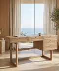 Grier Light Brown Mango Wood Cane Desk