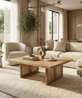 Grier Light Brown Mango Wood Coffee Table - Mercana