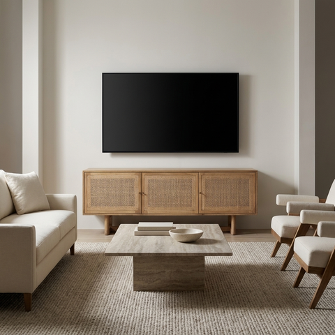 Grier Light Brown Mango Wood Media Console