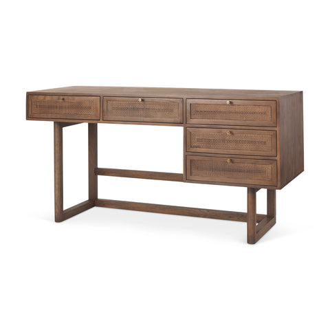 Grier Medium Brown Mango Wood Cane Desk-2