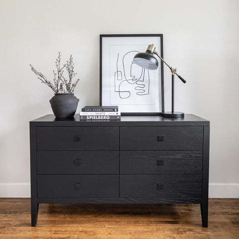 Hara Black Six Drawer- Dresser