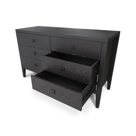 Hara Black Six Drawer- Dresser