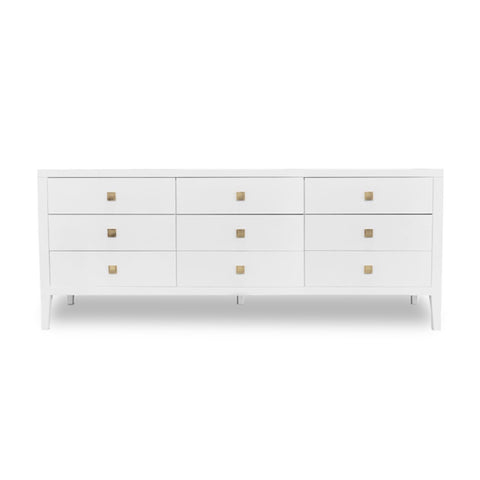 Hara White Nine Drawer- Dresser