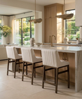 Halden Beige Modern Upholstered Counter Stool 