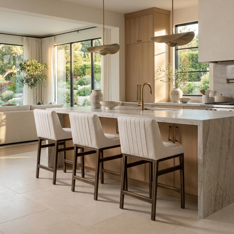 Halden Beige Modern Upholstered Counter Stool 