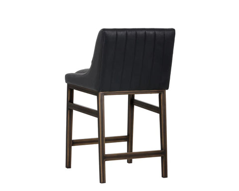 Halden Black Modern Faux Leather Counter Stool-2