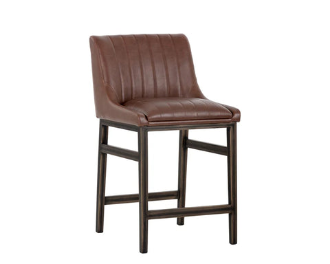 Halden Cognac Modern Faux Leather Counter Stool -1