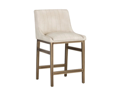 Halden Cream Modern Faux Leather Counter Stool-1