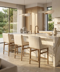 Halden Cream Modern Faux Leather Counter Stool