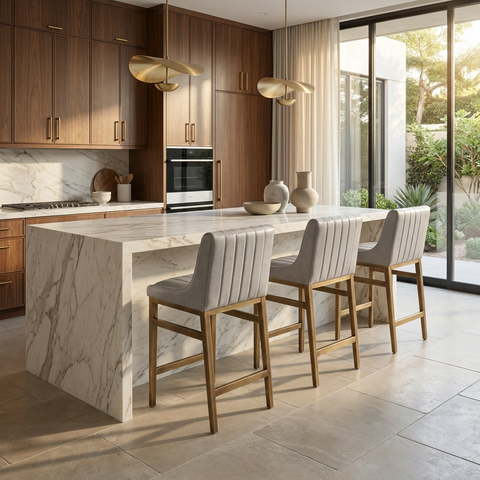Halden Stone Modern Faux Leather Counter Stool 