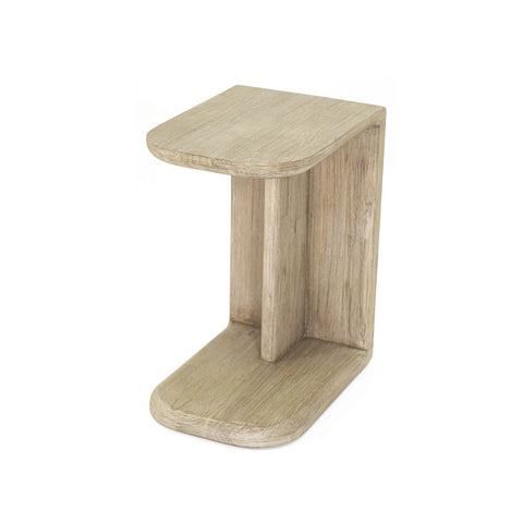 Haru Sand Wash C-Shaped Solid Acacia Wood End Table-1