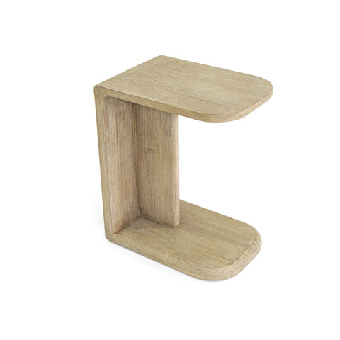 Haru Sand Wash C-Shaped Solid Acacia Wood End Table-2
