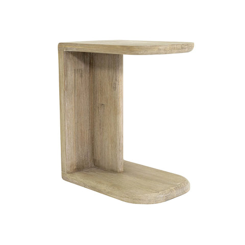 Haru Sand Wash C-Shaped Solid Acacia Wood End Table-3