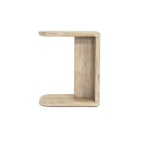 Haru Sand Wash C-Shaped Solid Acacia Wood End Table-5