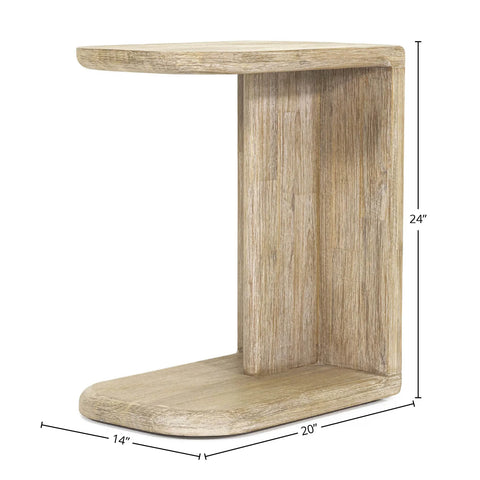 Haru Sand Wash C-Shaped Solid Acacia Wood End Table-8