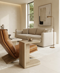 Haru Sand Wash C-Shaped Solid Acacia Wood End Table