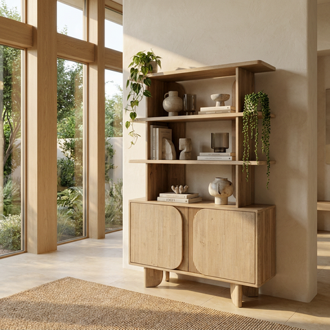 Haru Solid Acacia Wood Bookcase