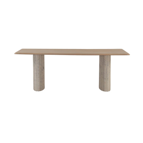 Hedron Mango Wood Marble Dining Table-1