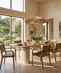 Hedron Mango Wood Marble Dining Table