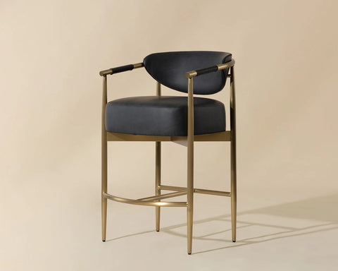 Heloise Black Modern Faux Leather Counter Stool -1
