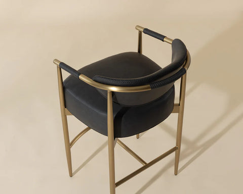 Heloise Black Modern Faux Leather Counter Stool -2