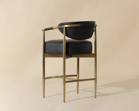 Heloise Black Modern Faux Leather Counter Stool -3