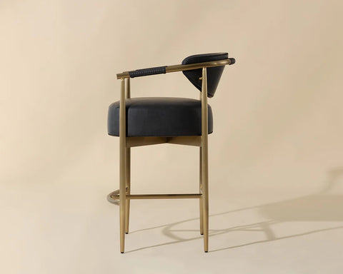 Heloise Black Modern Faux Leather Counter Stool -4
