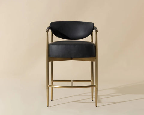 Heloise Black Modern Faux Leather Counter Stool -5