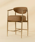 Heloise Cognac Modern Faux Leather Counter Stool-1