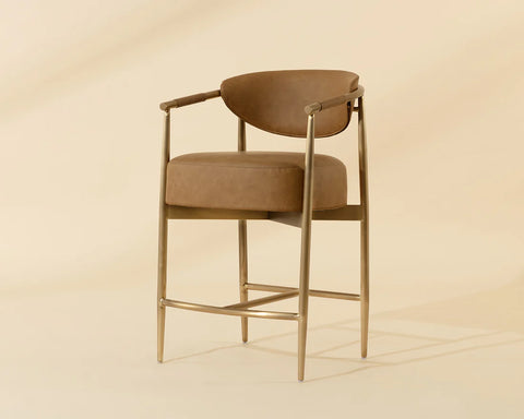 Heloise Cognac Modern Faux Leather Counter Stool-1