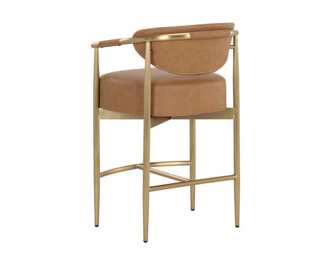 Heloise Cognac Modern Faux Leather Counter Stool-4