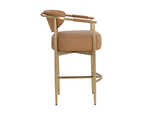 Heloise Cognac Modern Faux Leather Counter Stool-6