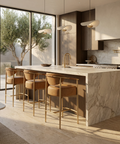 Heloise Cognac Modern Faux Leather Counter Stool