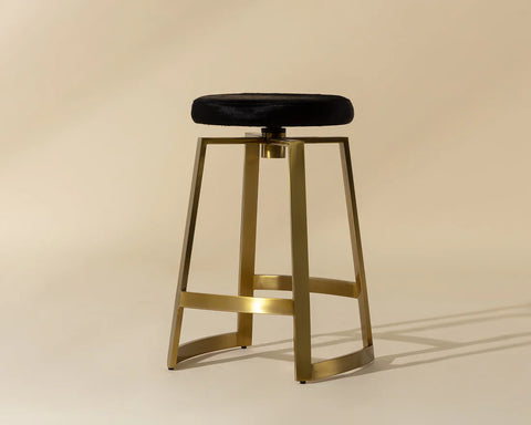Hendrix Black Leather Swivel Counter Stool -1