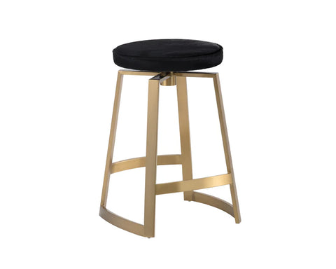 Hendrix Black Leather Swivel Counter Stool -2