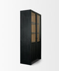 Henry Black and Light Brown Oak Veneer Curio Cabinet-4